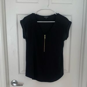 Express Short Sleeve V-Neck with Gold Zipper